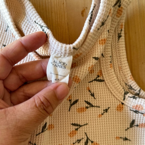 NWOT Alice & Ames peach floral tank shirt pajamas on waffle cotton - Picture 3 of 3